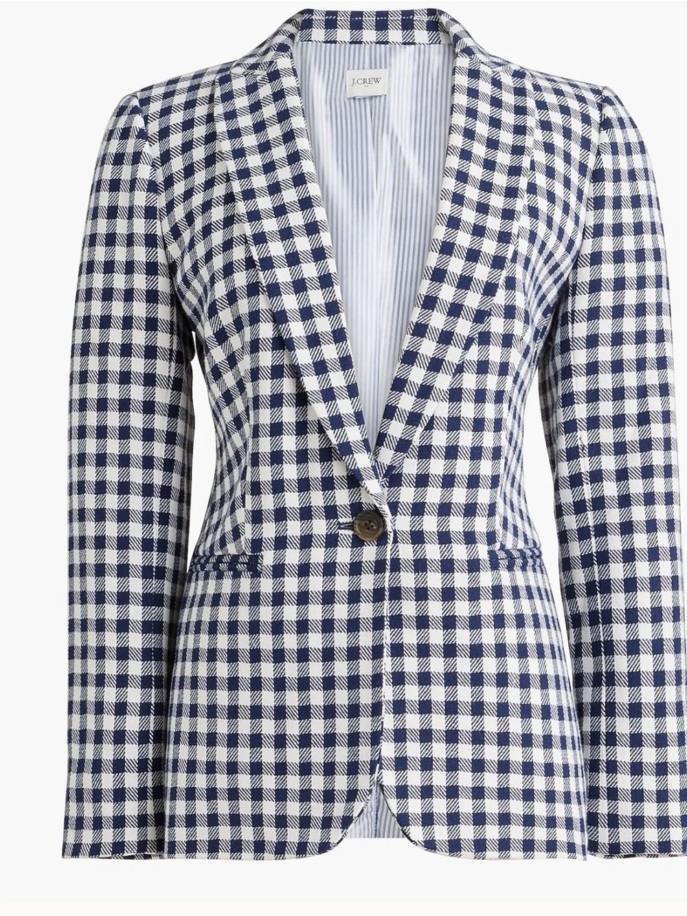 J.CREW Gingham Linen Blend Holland Blazer Navy Jacket Suit Women 6 NEW 1969